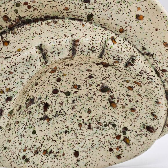 Mid Century Modern Atomic Ashtray, Vintage 70s Ceramic Ashtray Speckled Design - Picture 3 of 7